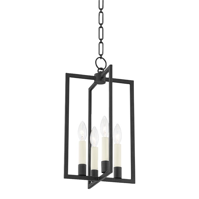 Mark D. Sikes 4 Light Middleborough Pendant, Small, Aged Iron For Sale