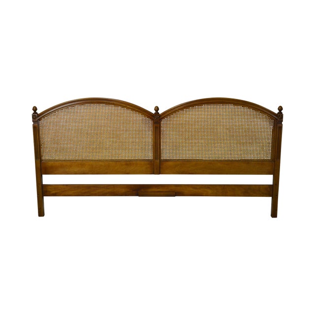 Henredon Vintage French Country Style King Size Walnut & Cane Back Headboard Chairish
