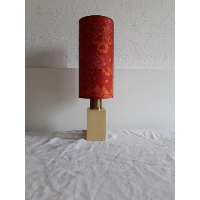 German Beech and Brass Table Lamp, 1960s For Sale - Image 3 of 7
