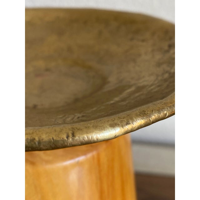 Artisan, Studio-Craft, Hand-Turned Wood & Brass Taza Vessel For Sale - Image 12 of 13