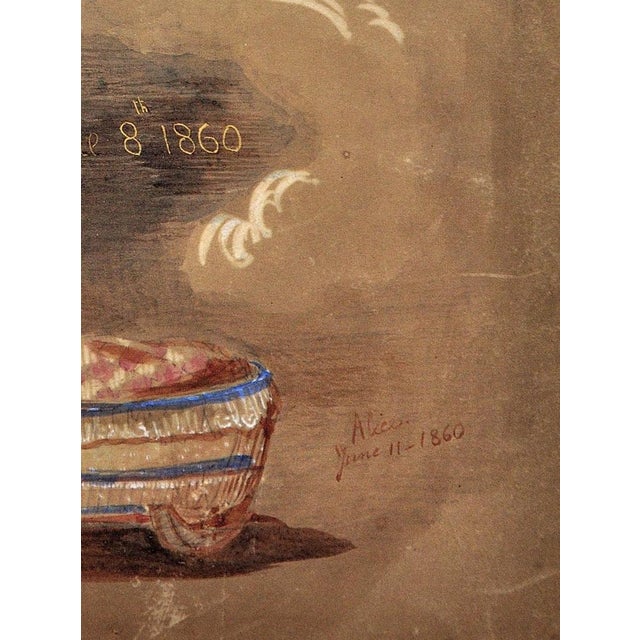Queen Victoria's Daughter, HRH Princess Alice Maud Mary, Long Life and Happiness, Watercolour Painting, 1860 For Sale - Image 10 of 18