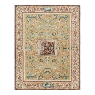Rug & Kilim’s European Style Rug in Gold With Floral Patterns and Medallion For Sale
