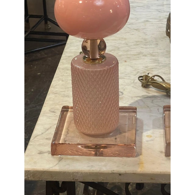 Modern Modern Pink Murano Glass Lamps For Sale - Image 3 of 8