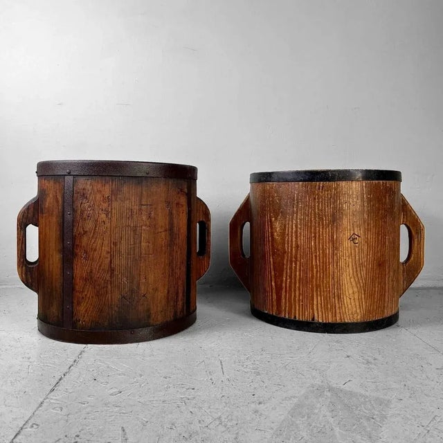 Antique Meiji Handmade Rice Measure Buckets, Japan, Set of 2 For Sale - Image 12 of 12