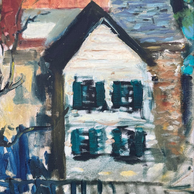 Expressionism Early 20th-Century Modernist House Oil Painting, Portrait Study Verso For Sale - Image 3 of 12