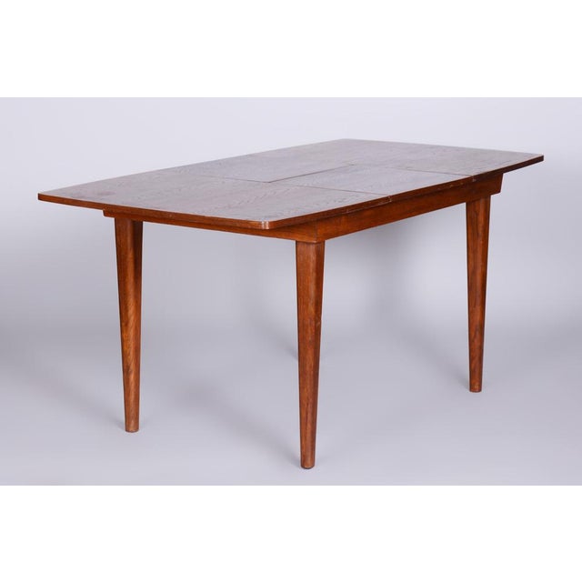 Art Deco Oak Dining Table attributed to Jindřich Halabala for Up ZávodyCzechia, 1940s For Sale - Image 14 of 14