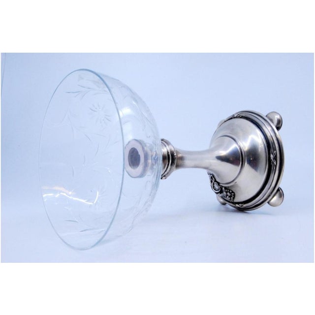 Silver Silver and Cut Glass Bonbonniere with Friezes and Monogram Card For Sale - Image 8 of 11