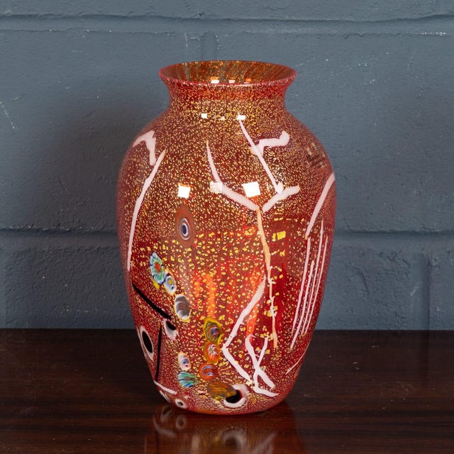 Vintage Italian Hand Blown Red Glass Vase, Murano, 1980s For Sale - Image 4 of 8