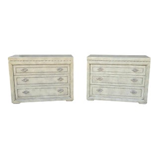 Pair of Maitland-Smith Leather-Clad Nightstands – Fully Wrapped Interior & Exterior For Sale