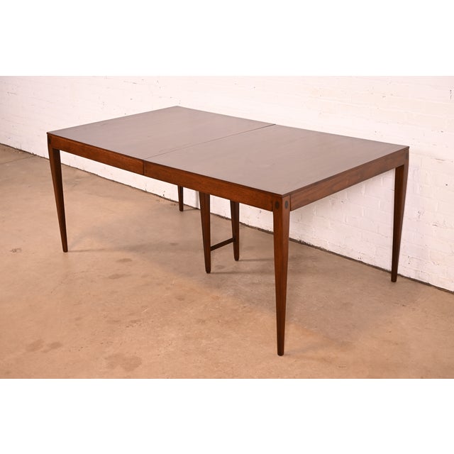 Kipp Stewart for Directional Mid-Century Modern Walnut Extension Dining Table | Newly Refinished For Sale - Image 10 of 16