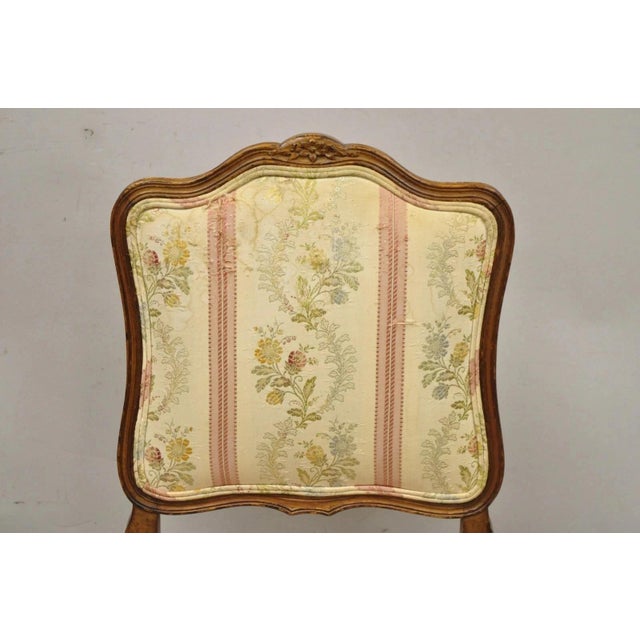 Vintage French Louis XV Style Small Boudoir Accent Side Chair W/ Pink Stripes For Sale - Image 4 of 12