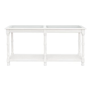 Traditional White Console Table With Glass Top For Sale