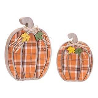Harvest Plaid Pumpkin Decor (Set of 2) For Sale