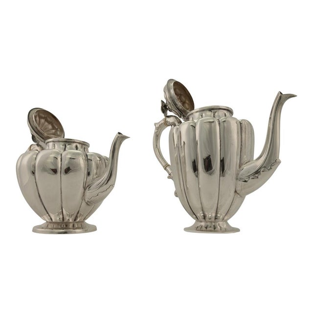 Antique Art Deco Sterling Silver L. Maciel Mexican 3 Piece Tea Coffee Set 1935 For Sale - Image 12 of 17