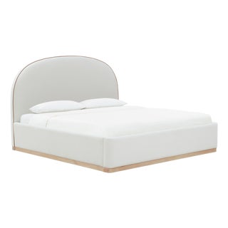 Marlow Performance Velvet King Bed, Cream For Sale