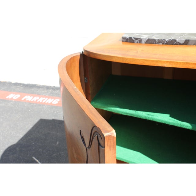 Antique French Art Deco Burl Wood Sideboard Buffet With Marble Top For Sale - Image 13 of 18