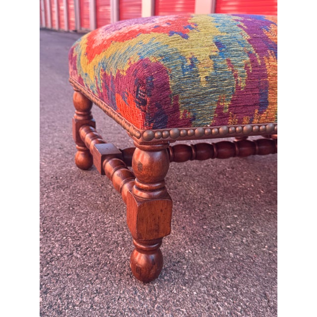 Mid 20th Century Kilim Ottoman For Sale - Image 10 of 17
