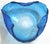 Murano blue three sided bowl is a stunning shade of deep azure blue with a scalloped rim. 5 x 5 x 5 x 2"H; unsigned.