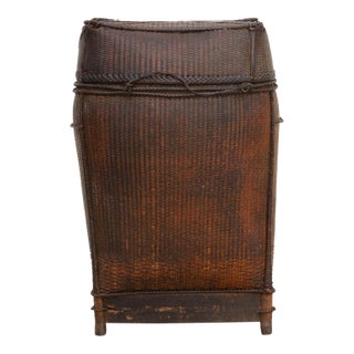 Antique Rattan Storage Basket From Thailand For Sale