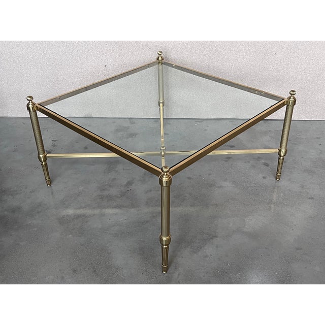 Mid 20th Century Spanish Two Tier Square Brass and Bronze Coffee Table For Sale - Image 4 of 18