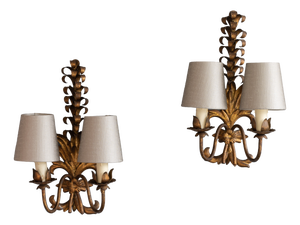 Vintage Wall Lights in Steel, 1950s, Set of 2