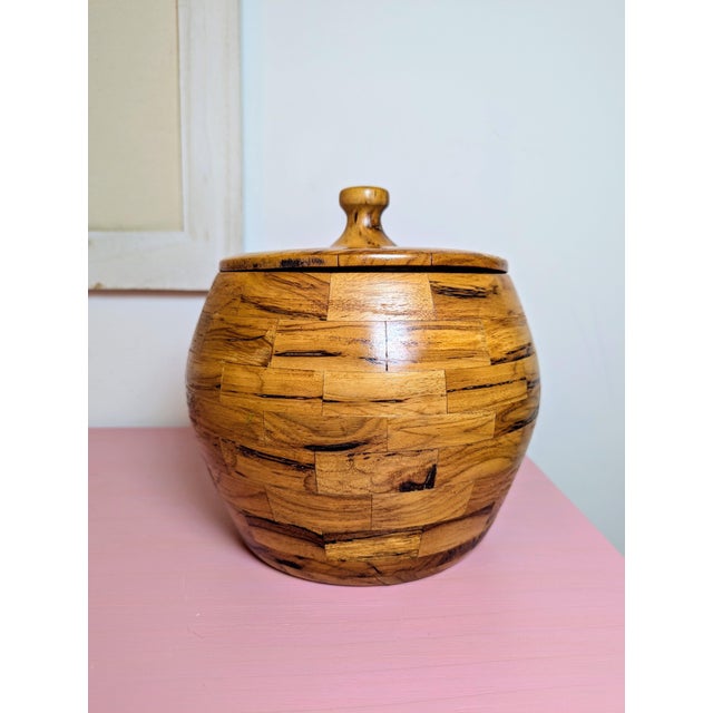 Mid-Century Hand Turned Wood Jar Segmented Artisan Signed For Sale In Raleigh - Image 6 of 8