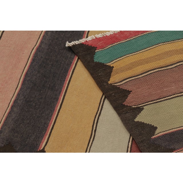 Rug & Kilim's Contemporary Rez Kilim With Multicolor Striped Design For Sale - Image 9 of 9
