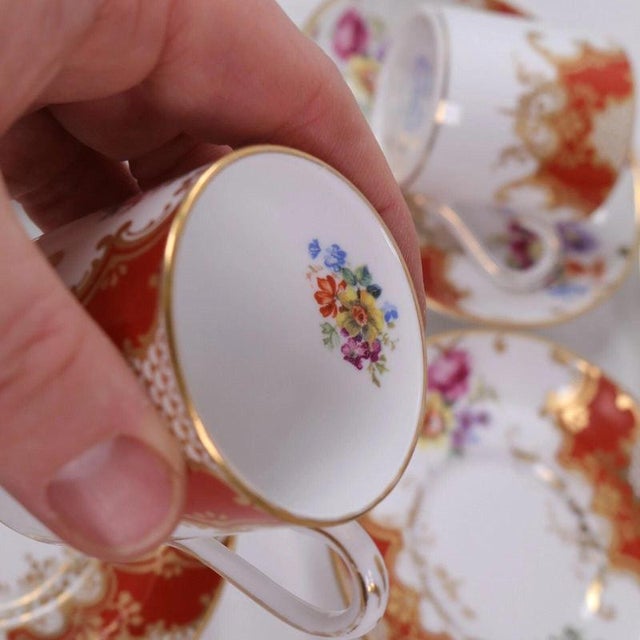 Orange Porcelain Batwing Demitasse Service by Grosvenor China for Waring & Gillow, 1930s, Set of 12 For Sale - Image 14 of 18