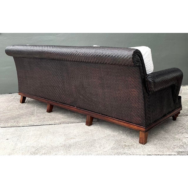 Vintage Woven Rattan Three Seat Sofa For Sale In West Palm - Image 6 of 12