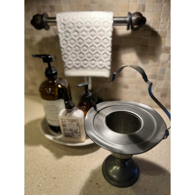 Mid 20th Century Vintage Pewter Basket Vase For Sale In Atlanta - Image 6 of 6