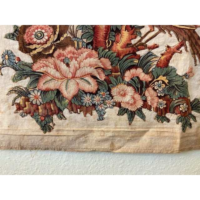 19th Century Vintage Quilt Hand-Stitched Tree of Life Textile Panel Broderie Perse Appliqué Linen Tapestry For Sale - Image 5 of 13