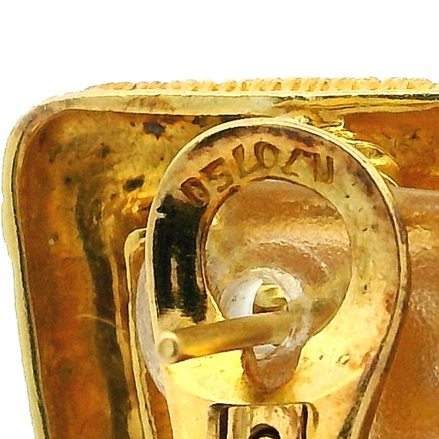 Ilias Lalaounis 18k Gold Diamond Textured Geometric Earrings, Circa 1970s, A Pair For Sale - Image 15 of 16