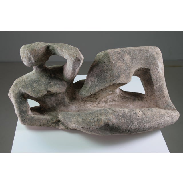 French Artist, Modernist Sculpture of a Reclining Female Nude, Reconstituted Stone For Sale - Image 16 of 18