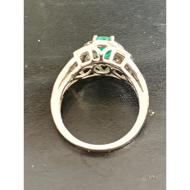 0.80 Carat Oval Cut Emerald & 0.85 Carat Diamond Ring 18 K White Gold Size 6.5 Oval Emerald Ring Emeralds are very...