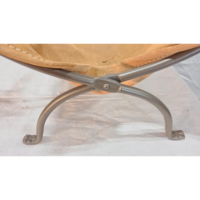Vintage Leather Firewood Holder For Sale - Image 4 of 7