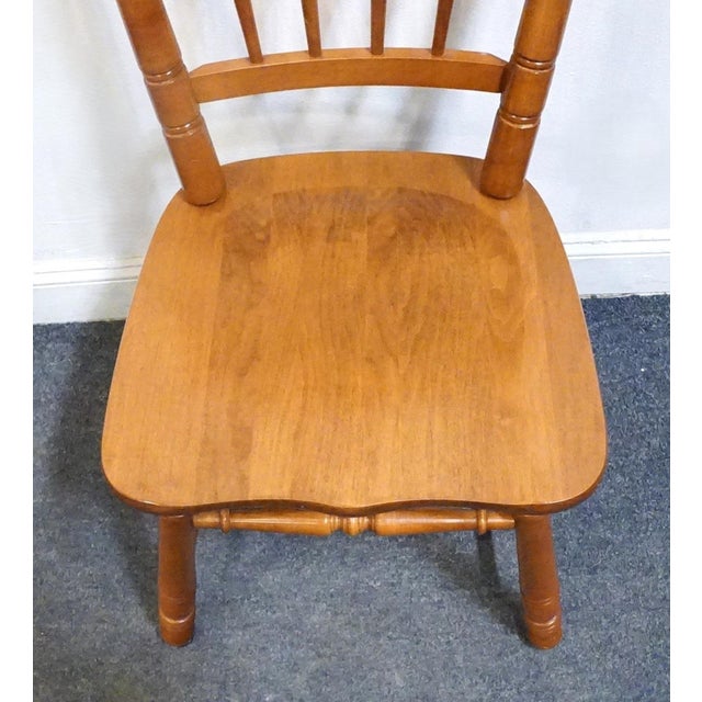 Brown Tell City Furniture Solid Hard Rock Maple Colonial Early American Spindle Back Dining Side Chair For Sale - Image 8 of 10