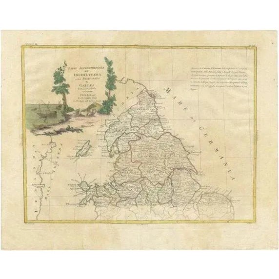 Late 18th Century Antique Map of Northern England and Wales by Zatta, 1784 For Sale - Image 5 of 5