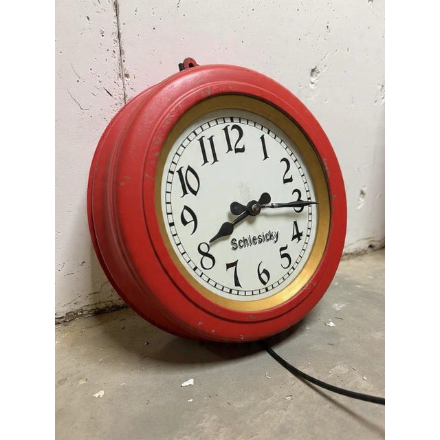 Red Shop Clock by CTW for F. Schlesicky, 1900s For Sale - Image 8 of 11