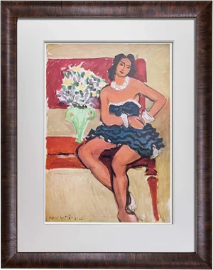 1940s Modern Henri Matisse Limited Edition Signed “...a La Robe Bleue" Lithograph W/Frame