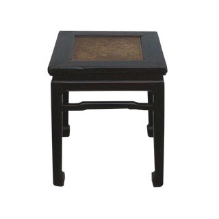 Vintage Chinese Rattan Square Claw Legs Table Ottoman For Sale