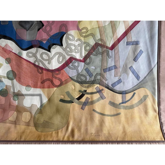 Layered Silk Tapestry Painting by French Artist, Marie-Laure Ilie, 1980s For Sale In Los Angeles - Image 6 of 16