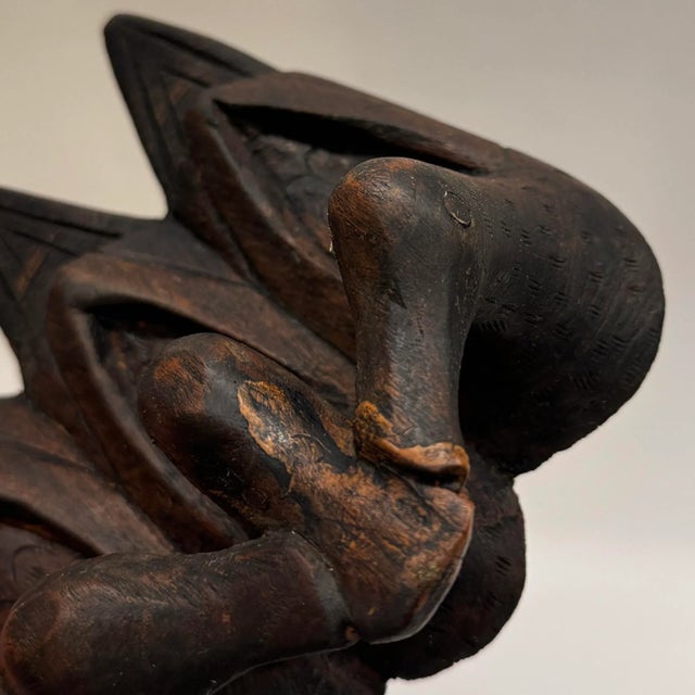 Mid-Century Modern Antique Hand-Carved Teak Wood Three-Duck Box For Sale - Image 11 of 12