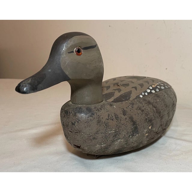 Antique Hand Carved Wood Folk Art Hollow Body Drake Duck Decoy Bird Sculpture For Sale - Image 11 of 12