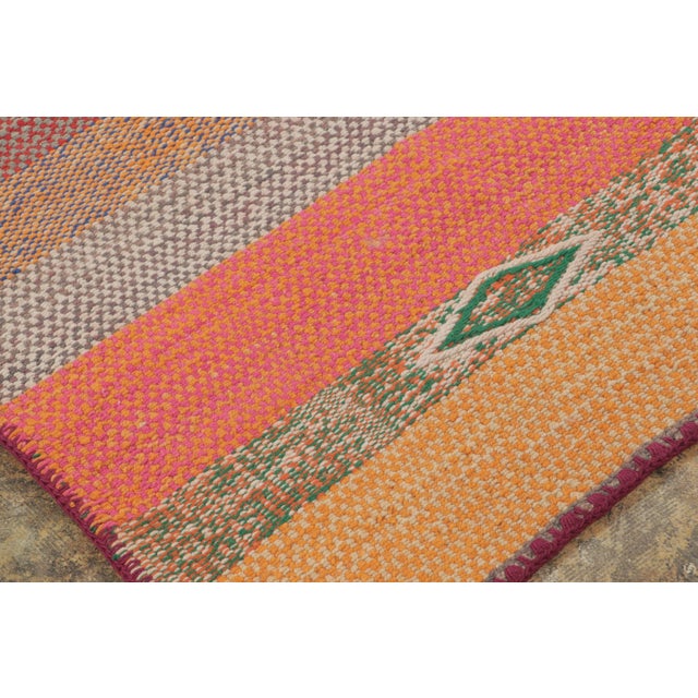1950s Vintage Peruvian Square Kilim, Polychromatic Geometric Stripes - Rug & Kilim For Sale - Image 5 of 7