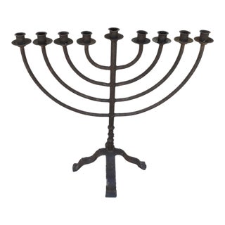 Vintage 1980s Candelabra 9 Cups Custom Made Wrought Iron 24'' Height X 24'' Width X 14'' Base For Sale