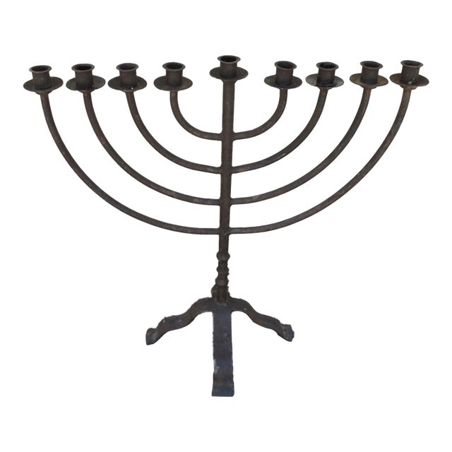 Vintage 1980s Candelabra 9 Cups Custom Made Wrought Iron 24'' Height X 24'' Width X 14'' Base For Sale