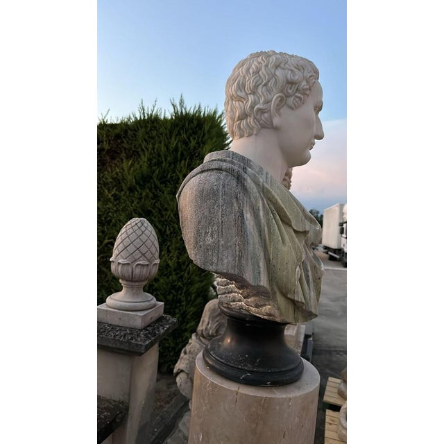 Huge Bust of Roman Emperor, 1950, Marble For Sale - Image 4 of 10