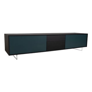 Lampo Wooden Sideboard in Black Brown Petrol Green by San Giacomo For Sale