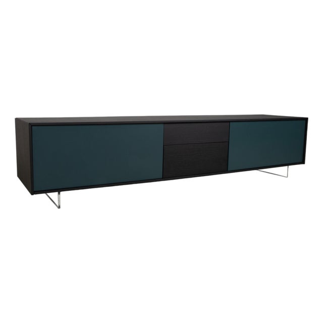 Lampo Wooden Sideboard in Black Brown Petrol Green by San Giacomo For Sale