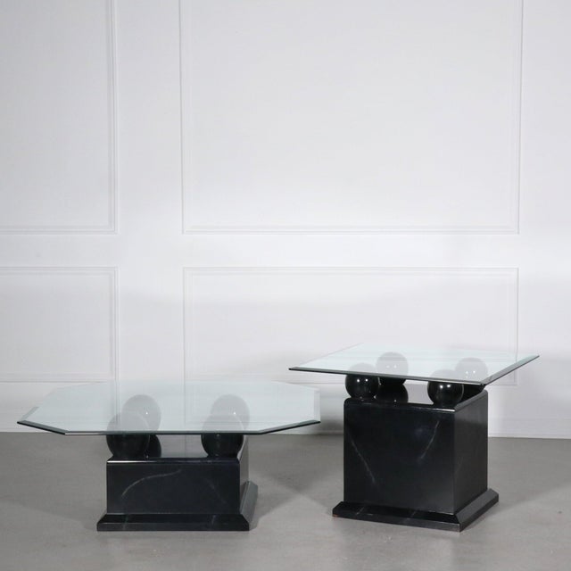 Modern Faux Black Marble Sphere Coffee Table For Sale - Image 9 of 9